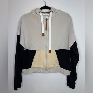 Wanakome Lucy Colorblock Lux Zip-Up boxy Hoodie cardigan size small